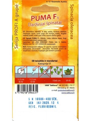Špinatai daržiniai 'Puma' H, 400 sėklų
