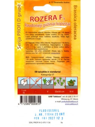 Kopūstai raudongūžiai 'Rozera' F1, 25 sėklos
